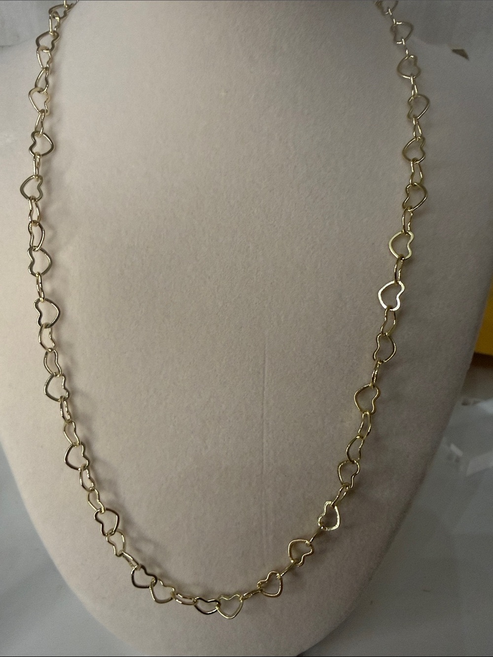 18” Delicate Gold Heart Link Necklace - Women Jewelry